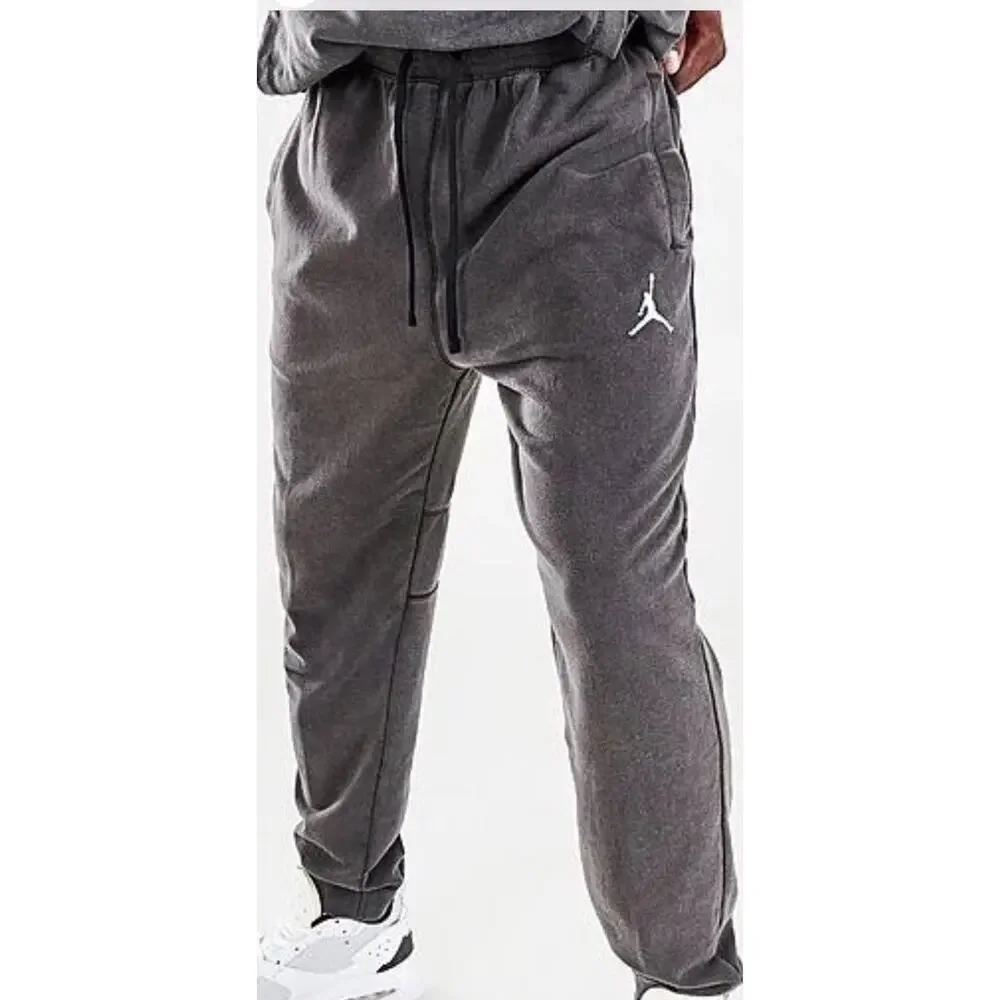 Air Jordan Pants Mens M Grey Dri-Fit Slim Fleece Jogger Charcoal Cozy Gym Casual